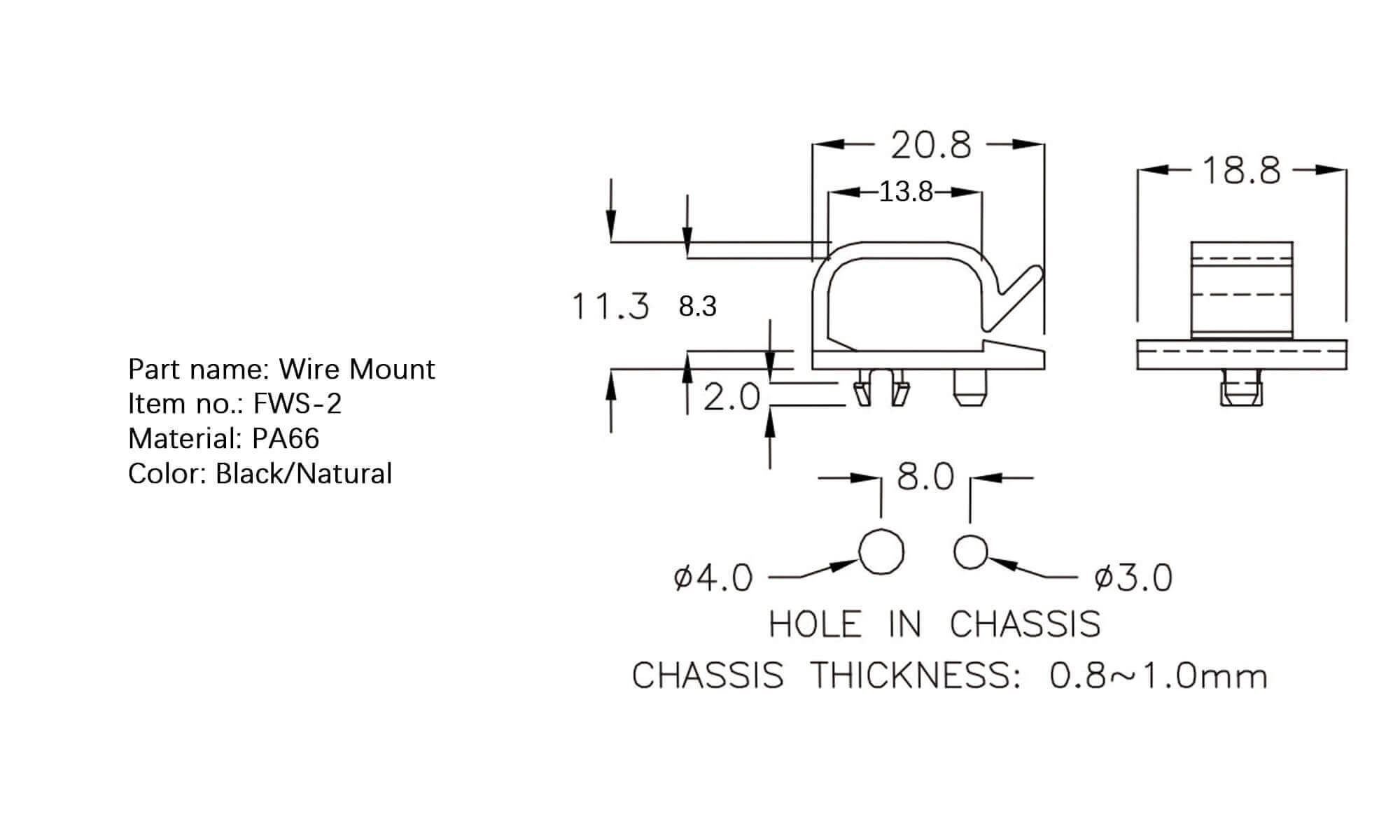 Plastic Wire Mount FWS-2